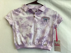 Justice purple tie dye short sleeve collared top elastic waist girls XS 5/6 NWT - Picture 1 of 12