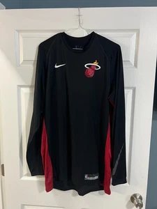 NIKE DRI FIT WARM UP JERSEY NBA MIAMI HEAT LONG SLEEVE BLACK XL TALL - Picture 1 of 4