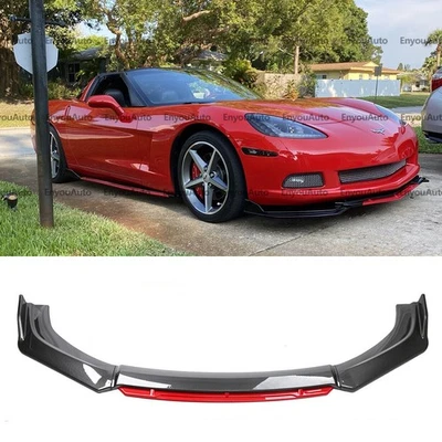 For Chevrolet Corvette Front Bumper Lip Spoiler Splitter Carbon Fiber Red Foto 1 de 4