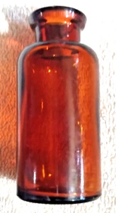 Vintage 3" Medicine Brown Glass Bottle - Picture 1 of 1