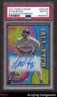 2024 Topps Chrome All Etch Autographs Wade Boggs AUTO 28/99 PSA 10 Red Sox HOF - Image 1 of 2