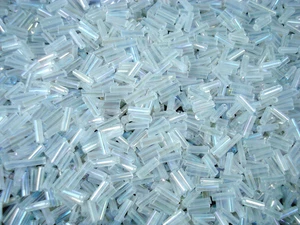 Bugle Beads 6mm Clear AB 1kg Glass Tube Long Hollow DIY Jewellery - Foto 1 di 2