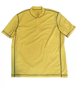 Lands End XL 46-48 Men’s Rash Guard Swim Shirt Top Yellow 1/4 Zip Short Sleeve - Picture 1 of 9