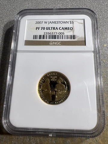 2007-W NGC PF70 Jamestown 400th Anniversary Commemorative $5 Gold Coin Cover