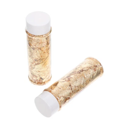 2 Bottles Metallic Leaf Gold Flakes Foil Shavings Cake Sprinkles Decorations - image 1 of 4