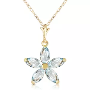 14K. SOLID GOLD NECKLACE WITH NATURAL AQUAMARINES (Yellow Gold) - Picture 1 of 6