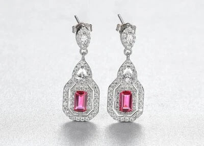 BENIAMINO Damen Ohrringe Ohrhänger 925er Sterling Silber Rubin Rot VVS OVP - Bild 1 von 4