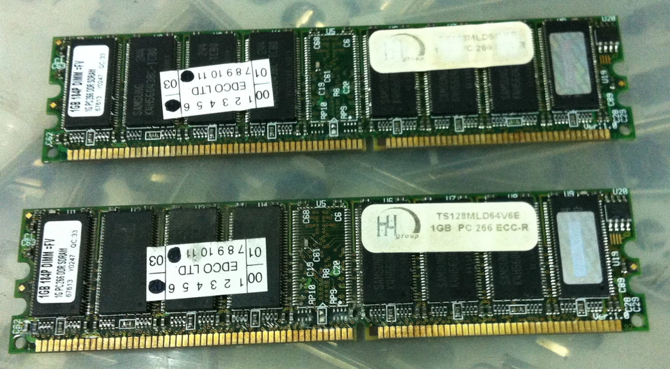 4x Transcend TS128MLD64V6E 1GB PC2100 266MHz DDR1 ECC REG Server Memory Modules - Image 1 of 1