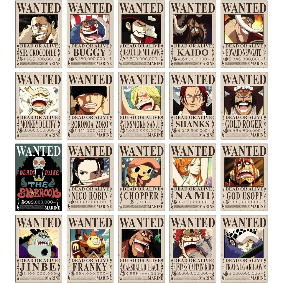 set of 20 one piece bounty posters A4 size 300 GSM Thick poster wanter poster - Image 1 of 3