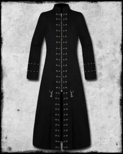 Goth Punk Pinhead Vampire Jacket Trench Coat Black Gothic Cosplay Trench Coat - Picture 1 of 5