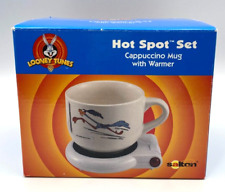 Vintage Looney Tunes Roadrunner Hot Spot Set Cappuccino Mug with Warmer 1998 NIB