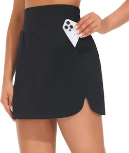 Womens High Waist Golf Tennis Skort with Built-in Shorts 4 Pockets Workout Skirt - Picture 1 of 83