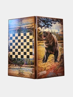 Handmade Backgammon Russian bear Siberian style Best Gift All chips included - Image 1 of 4