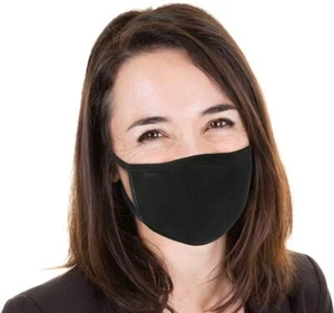 Brandneu mit Etikett schwarz Unisex MODE MASKE 2 Schichten wiederverwendbar atmungsaktiv Stoff 5 Stück/Packung - Bild 1 von 2