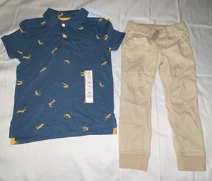 NWT Boy’s Cat & Jack 2 Piece Outfit Polo Shirt & Pants S 4/5 4T (A10) - Picture 1 of 5
