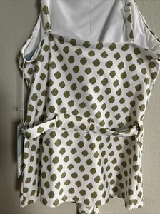 Antonio Melani gepunktetes gerafftes hochgeschlossenes Tankini-Schwimmen Oberteil XS $ 78 pistazienfarbene Punkte - Bild 1 von 7