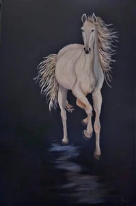 FINE ART BY CC "MIDNIGHT RUN" ORIGINAL ACRYLIC PAINTING 30X36 CANVAS  - Picture 1 of 1