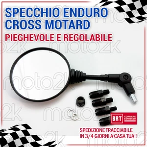 SPECCHIO SPECCHIETTO FAR PER ENDURO CROSS MOTARD PIEGHEVOLE E REGOLABILE - Foto 1 di 5