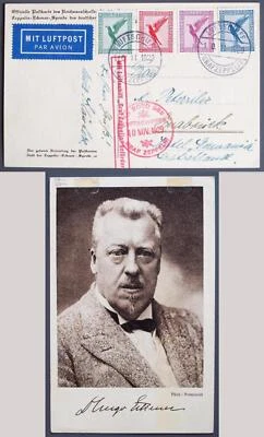 GERMANY 1929 ZEPPELIN, Crew Mail Eckener Pic PPC/Card  FDH-Frankfurt + red Board - Image 1 of 4