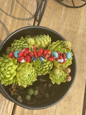 Бант для волос из бирюзы и коралла - Изображение 1 из 4