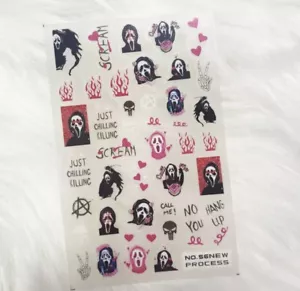 Calcomanías de pegatinas para uñas Ghostface película de terror arte en uñas grito arte en uñas - Imagen 1 de 1