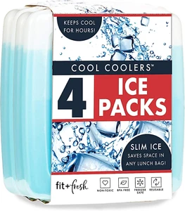 Slim Ice Packs - 4 Pack Reusable Quick Freeze for Lunch Boxes & Coolers, Blue - Picture 1 of 6