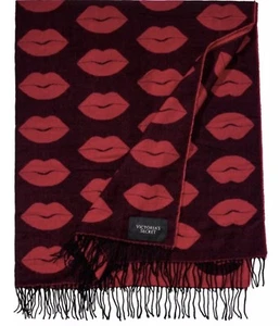 NEW! Victoria's Secret Blanket Flirt Cozy Stadium Throw Lips Kisses Red - Picture 1 of 3