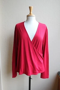 J Jill Stretch Red Wrap Shirt Large Tall LT - Picture 1 of 2