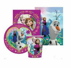 Frozen 40 Piece Party Pack ( 8 Plates 8 Cups 8 Loot Bags 16 Napkins ) Birthday - Picture 1 of 1