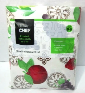 Apples Strawberries Grapes Fruit Printed Tablecloth 52"x90" Peva Flannel Back - Picture 1 of 3
