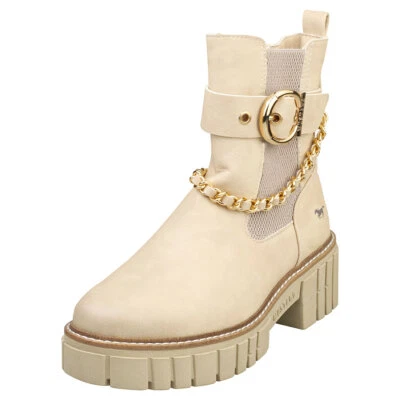 Mustang Side Zip Platform Womens Beige Fashion Boots - 5 UK - Image 1 of 4