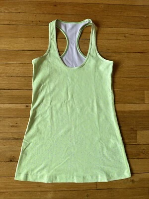 Lululemon Tank Top Racer Back Green Pink Polka Dot Long Performance Sporty - Image 1 of 4