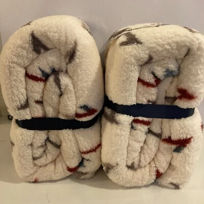 Lot Of 2Pendleton Queen Size Fleece Blanket 98" x 92" Color-White Sand Multi NEW - Image 1 of 4