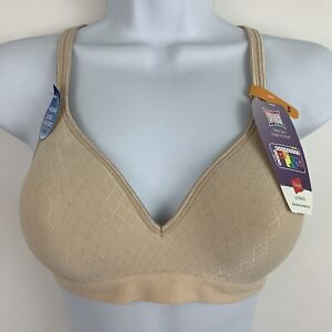 Hanes Comfort Flex Fit Wire-Free Bra Size S Beige Perfect Coverage Flaw