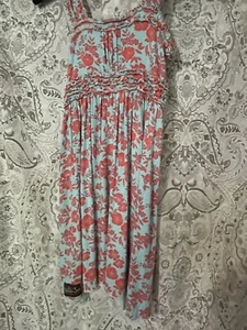 Matilda Jane Girls Green Floral Empire Waist Ruffle Island Emilia Tank Dress 10 - Picture 1 of 4