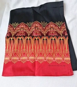Smithsonian Institute, Black, Red Scarf 10.5"X52“ Long VTG 1998 Art Nouveau - Picture 1 of 6
