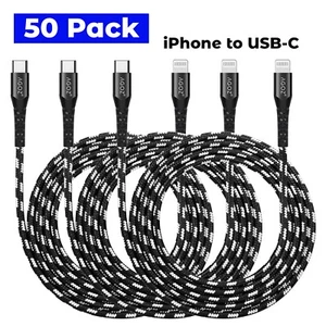 50 Pack USB C - iPhone Fast Charger Cable for iPhone 14 13 PRO MAX 12 11 XS X XR - Picture 1 of 9