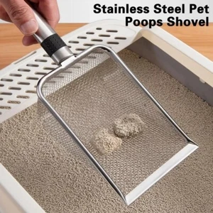 Cat Litter Scoop Metal Scooper Sifter Deep Shovel Long Cleaning Tool for Cat Box - Picture 1 of 7