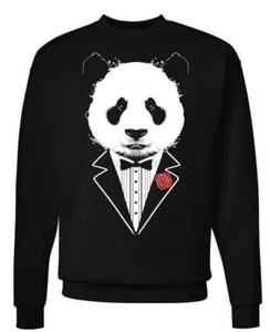 🔥 Panda bear tuxedo Suit Sweatshirt Funny Party Prom Wedding joke crewneck NEW - Picture 1 of 8
