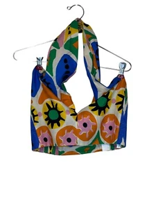Zara Women's Top Printed Halter Floral Tunic Shirt Blouse Multicolored Sz. XS - Picture 1 of 8