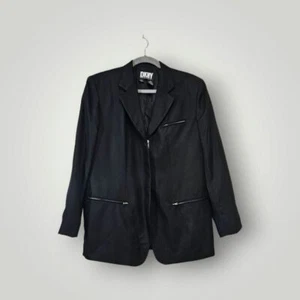 Dkny Blazer Womens 6 Black Single Breasted Notched Lapels Structured Tailored - Picture 1 of 7