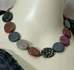 Kazuri Beads Women's Necklace Big Chunky Beads Handcrafted from African Clay - Picture 1 of 13