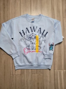 Lilo Stitch blau besticktes Sweatshirt Hawaii Ohana Gr. Medium Neu mit Etikett - Bild 1 von 8