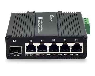ATROODAC Mini Industrial 5 Port Gigabit Ethernet Switch + 1G SFP Slot, DIN Rail  - Image 1 of 4