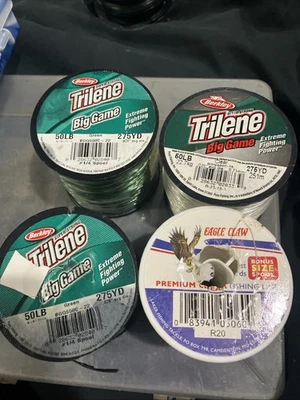3 Berkley Trilene Big Game 1/4 LB Spools Monofilament 50lb 275 Yards & Other - Image 1 of 4