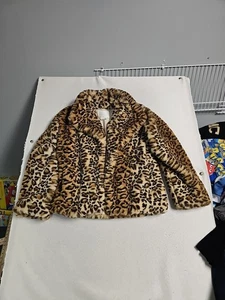Anthropologie Women's Leopard Print Faux Fur Jacket CD4 Neutral Small Soft - Picture 1 of 8