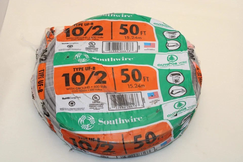 Southwire 13056722 10/2 WG UF Wire 50' outdoor - Image 1 of 1