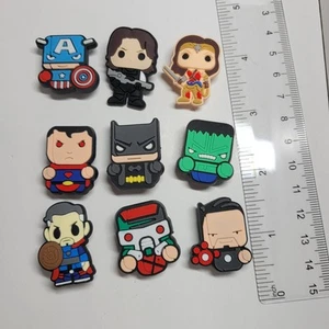 Croc Jibbitz Silicon lot of 9 Marvel And DC Characters Batman Wonder Woman - Picture 1 of 4
