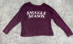 Justice Sleep Girls sz 12 Burgundy "Snuggle Season" Long Sleeve Velour Top - Picture 1 of 3