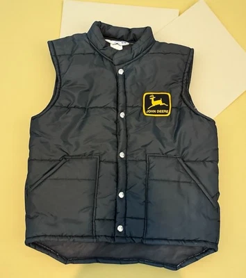 VTG 🇺🇸John Deere Swingster Black Puffer Vest Quilted Retro Gorpcore  Farm S - Image 1 of 4